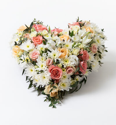 Hjerte i rosa og fersken 45 cm Hjerte i rosa og fersken 45 cm